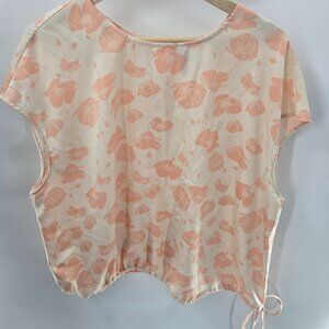 Worthington Peach Floral Button Back Soft Silky Sleeveless Blouse Size 1x